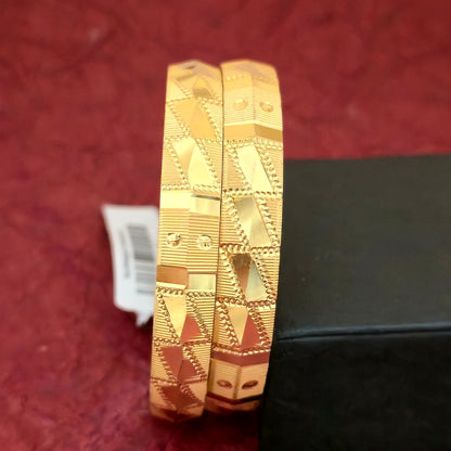 Gold Plated Geometric Texture Bangles Set for Women | Designer Pattern Statement Bangles