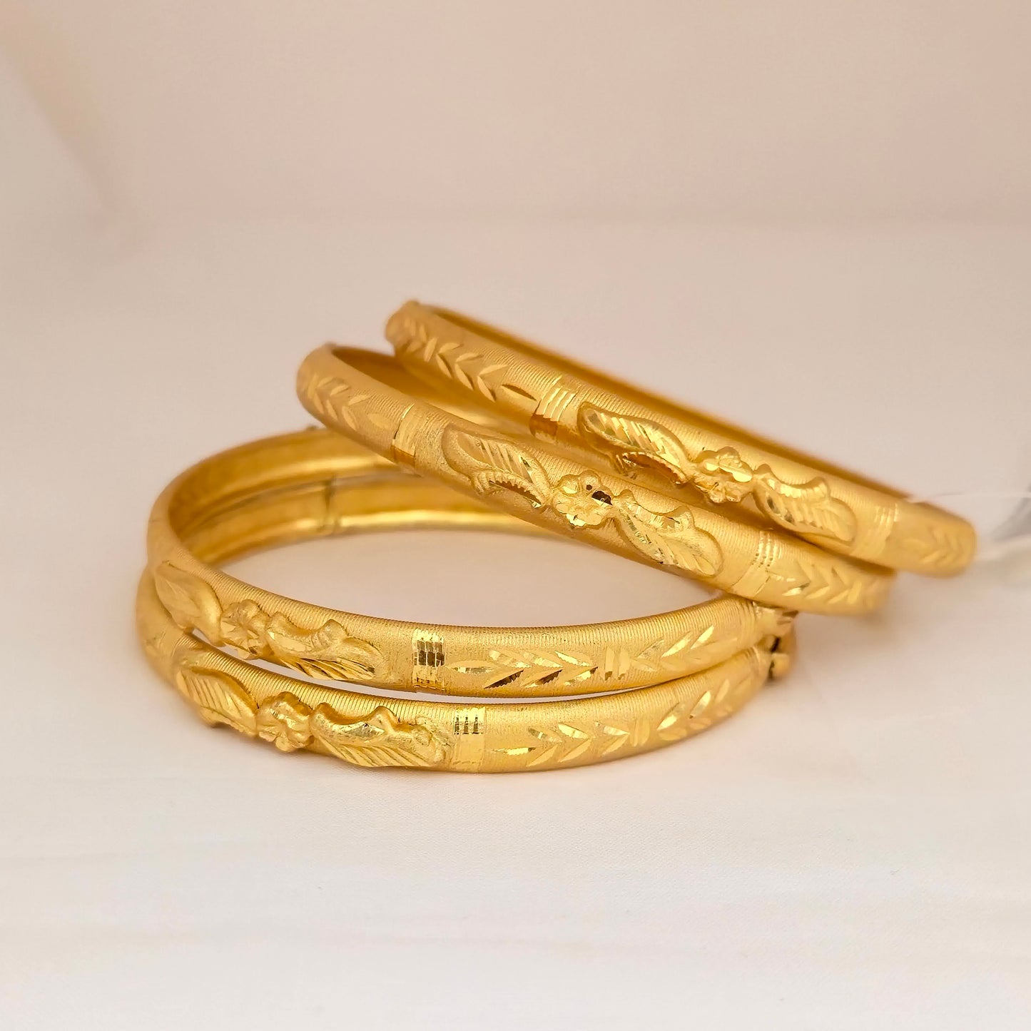 Gold Plated Floral Designer Bangles Set for Women | Engraved Traditional Daily Wear Bangles