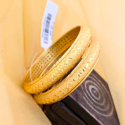 Gold Plated Engraved Texture Bangles Set for Women | Designer Pattern Everyday Bangles