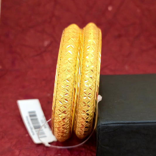 Gold Plated Engraved Texture Bangles Set for Women | Designer Pattern Everyday Bangles