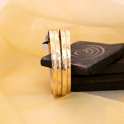 Gold Plated Designer Textured Bangles Set for Women | Engraved Traditional Daily Wear Bangles