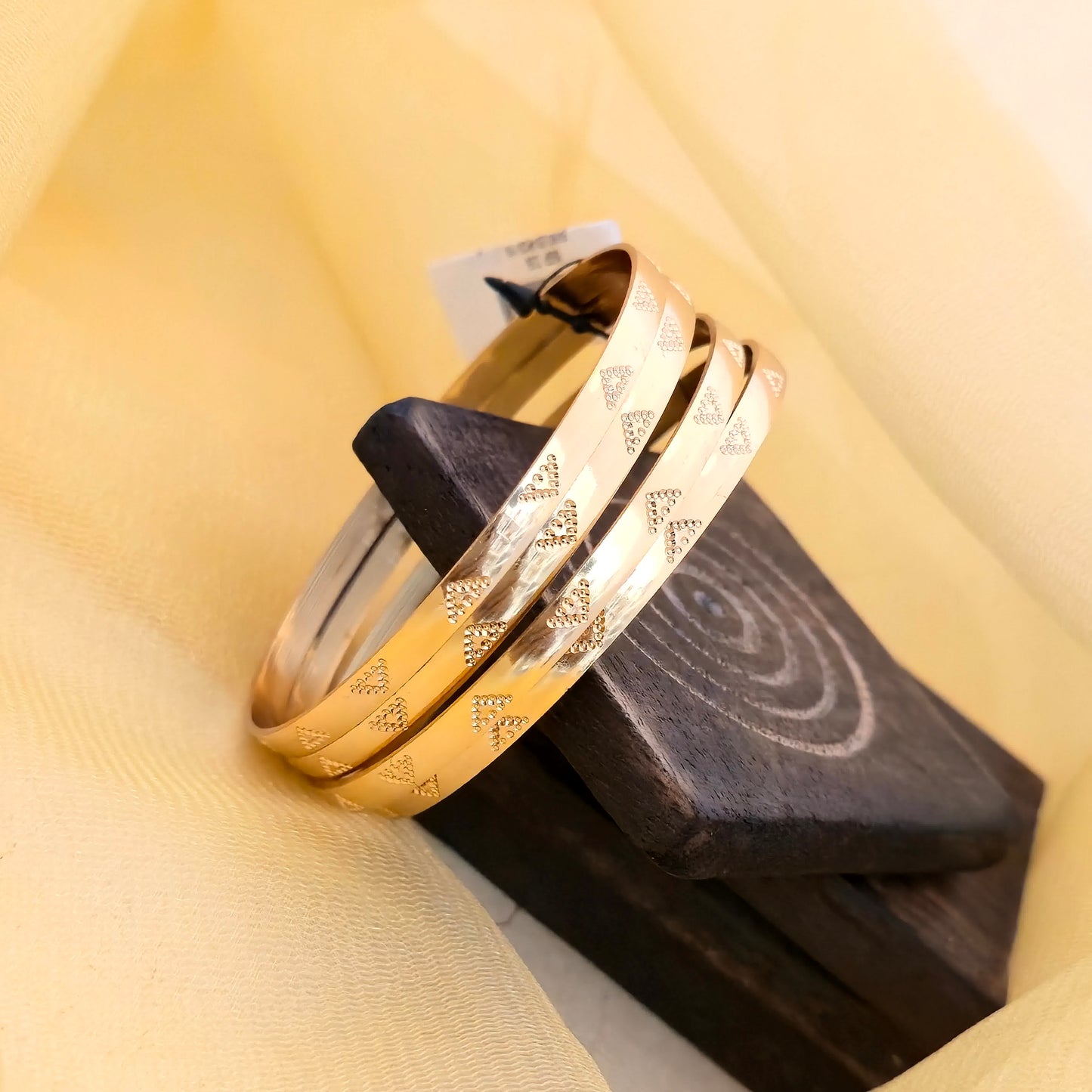 Gold Plated Designer Textured Bangles Set for Women | Engraved Traditional Daily Wear Bangles
