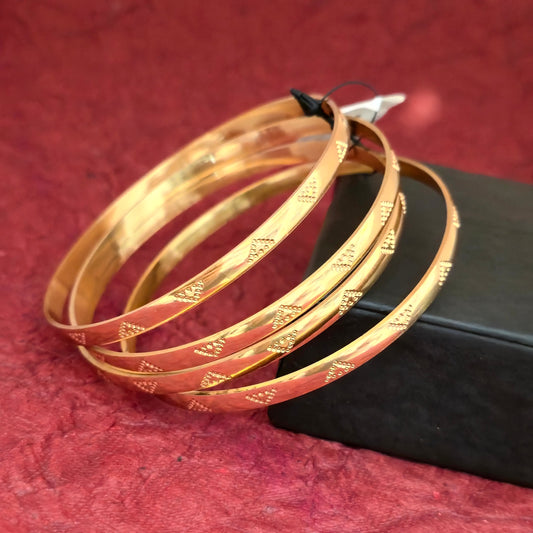 Gold Plated Designer Textured Bangles Set for Women | Engraved Traditional Daily Wear Bangles