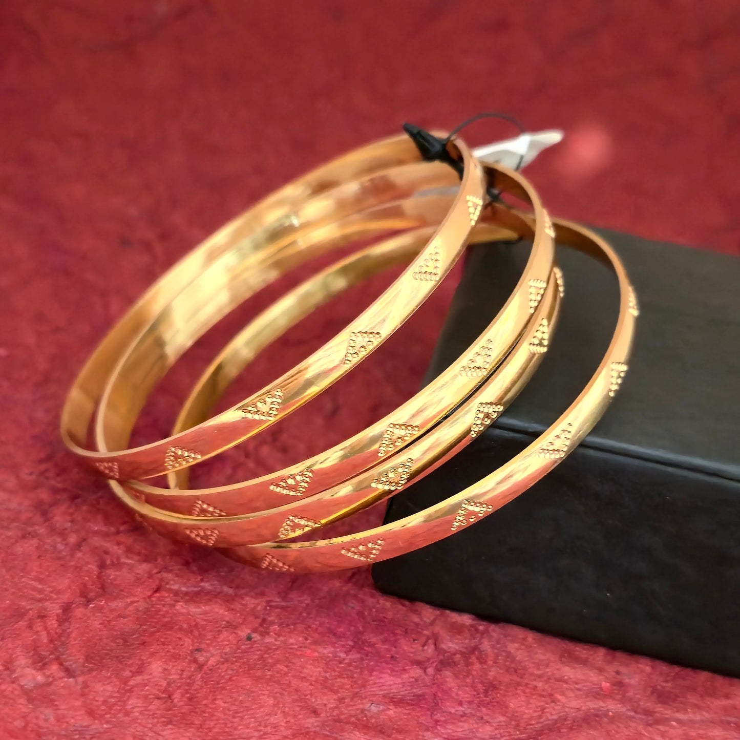 Gold Plated Designer Textured Bangles Set for Women | Engraved Traditional Daily Wear Bangles