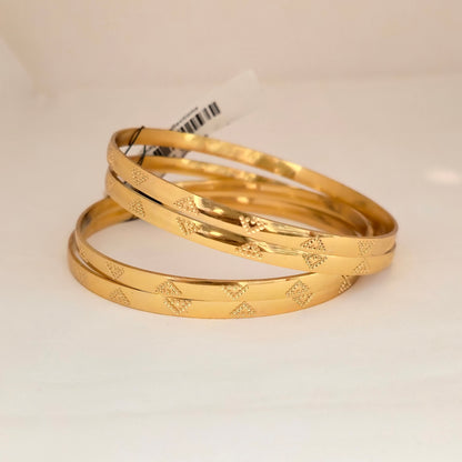 Gold Plated Designer Textured Bangles Set for Women | Engraved Traditional Daily Wear Bangles