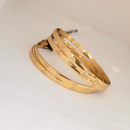 Gold Plated Designer Textured Bangles Set for Women | Engraved Traditional Daily Wear Bangles