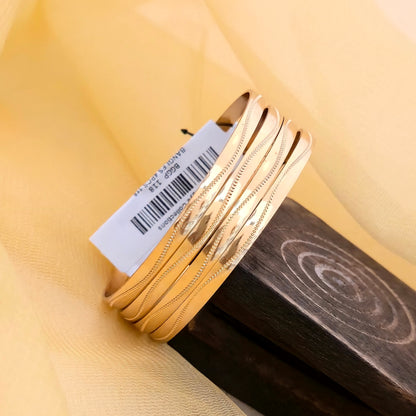 Gold Plated Minimal Chain Texture Bangles Set for Women | Elegant Slim Daily Wear Bangles