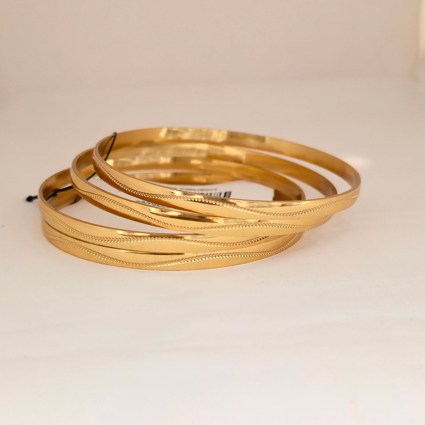Gold Plated Minimal Chain Texture Bangles Set for Women | Elegant Slim Daily Wear Bangles