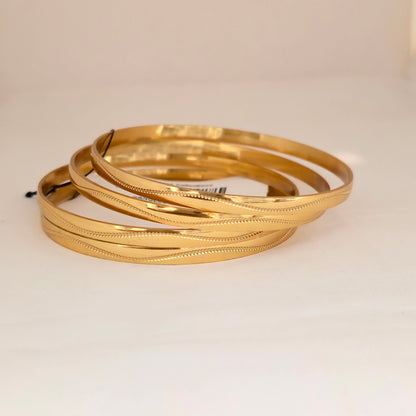 Gold Plated Minimal Chain Texture Bangles Set for Women | Elegant Slim Daily Wear Bangles