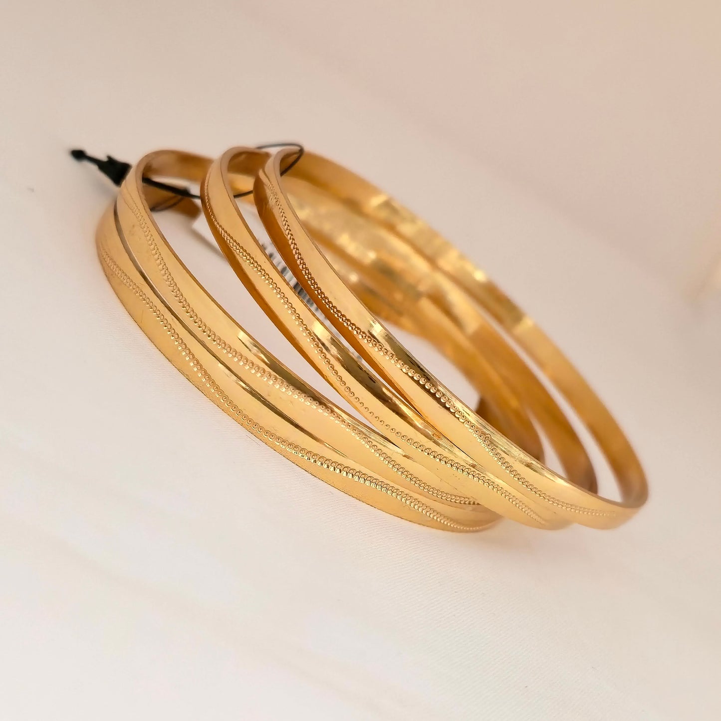 Gold Plated Minimal Chain Texture Bangles Set for Women | Elegant Slim Daily Wear Bangles