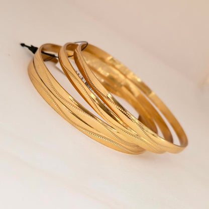 Gold Plated Minimal Chain Texture Bangles Set for Women | Elegant Slim Daily Wear Bangles