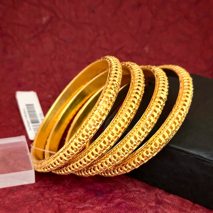 Gold Plated Textured Woven Pattern Bangles Set for Women | Elegant Daily Wear & Party Bangles