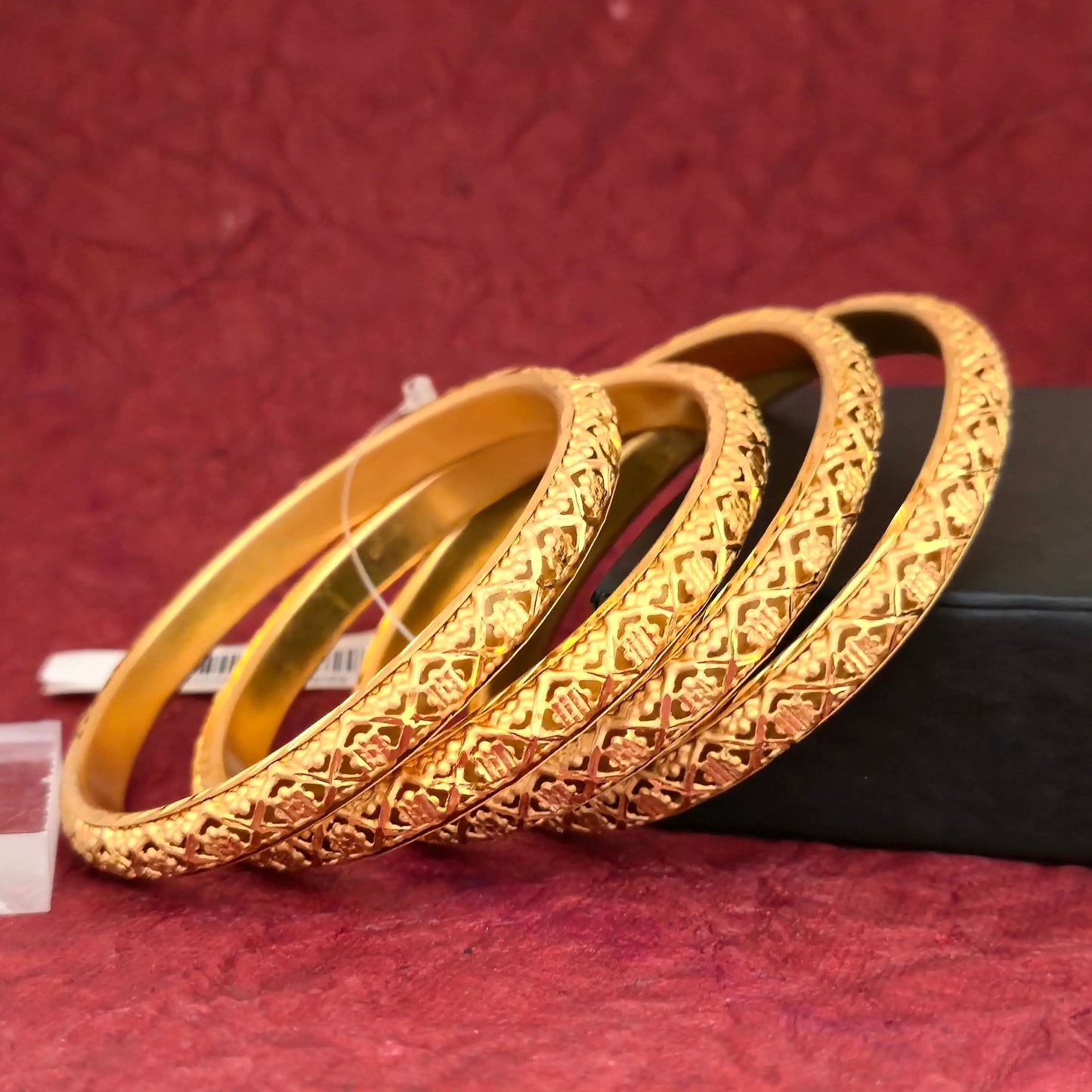 Gold Plated Cutwork Lattice Design Bangles Set for Women | Fancy Hollow Pattern Bangles