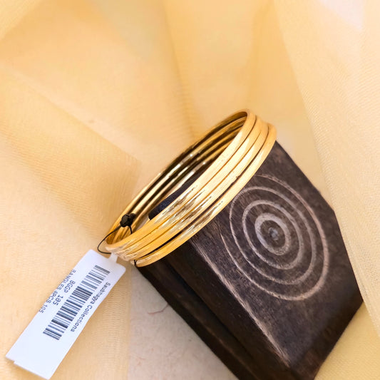 Gold Plated Slim Plain Bangles Set for Women | Minimal Glossy Daily Wear Bangles