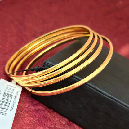 Gold Plated Plain Bangles Set for Women | Classic Everyday Wear Minimal Kada Set