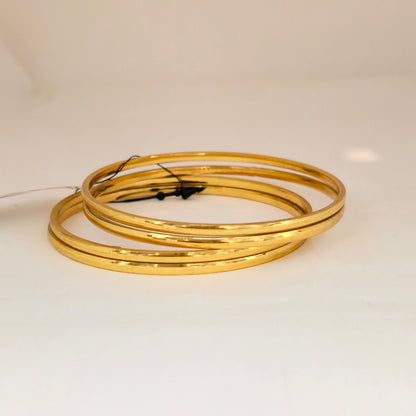 Gold Plated Plain Bangles Set for Women | Classic Everyday Wear Minimal Kada Set