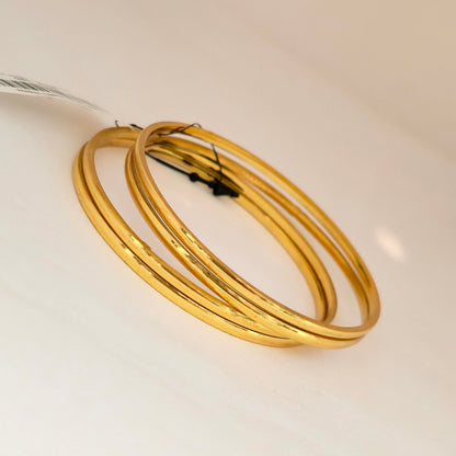 Gold Plated Plain Bangles Set for Women | Classic Everyday Wear Minimal Kada Set