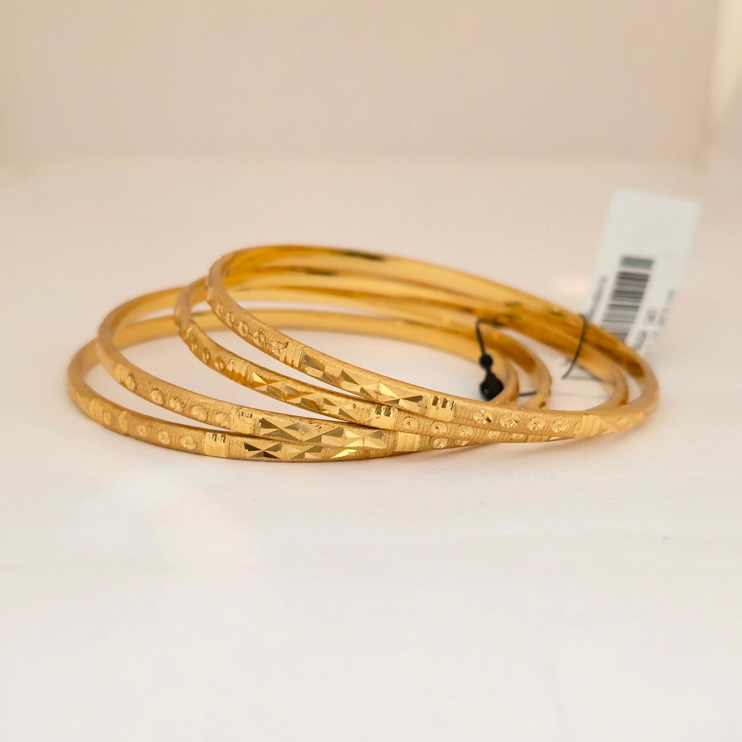 Gold Plated Geometric Textured Bangles Set for Women | Designer Cut Pattern Daily Wear Bangles