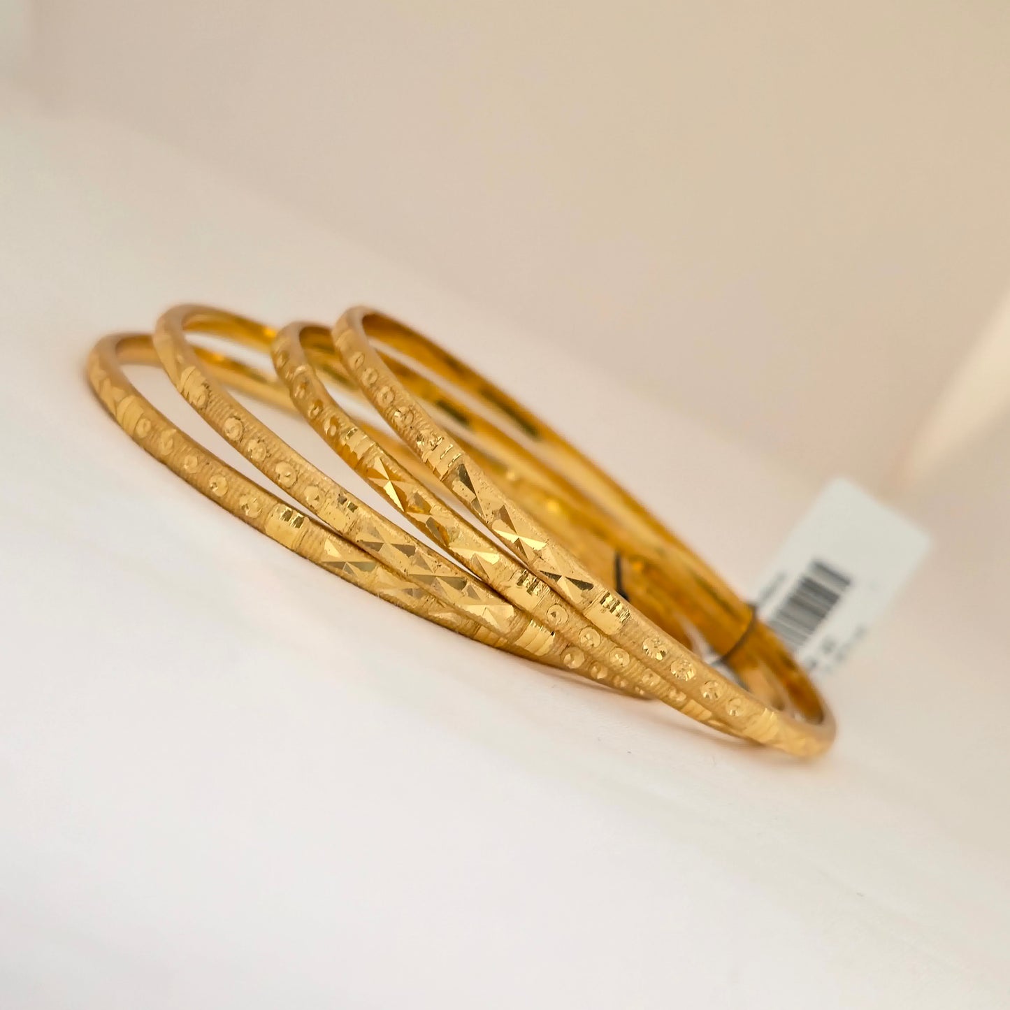 Gold Plated Geometric Textured Bangles Set for Women | Designer Cut Pattern Daily Wear Bangles