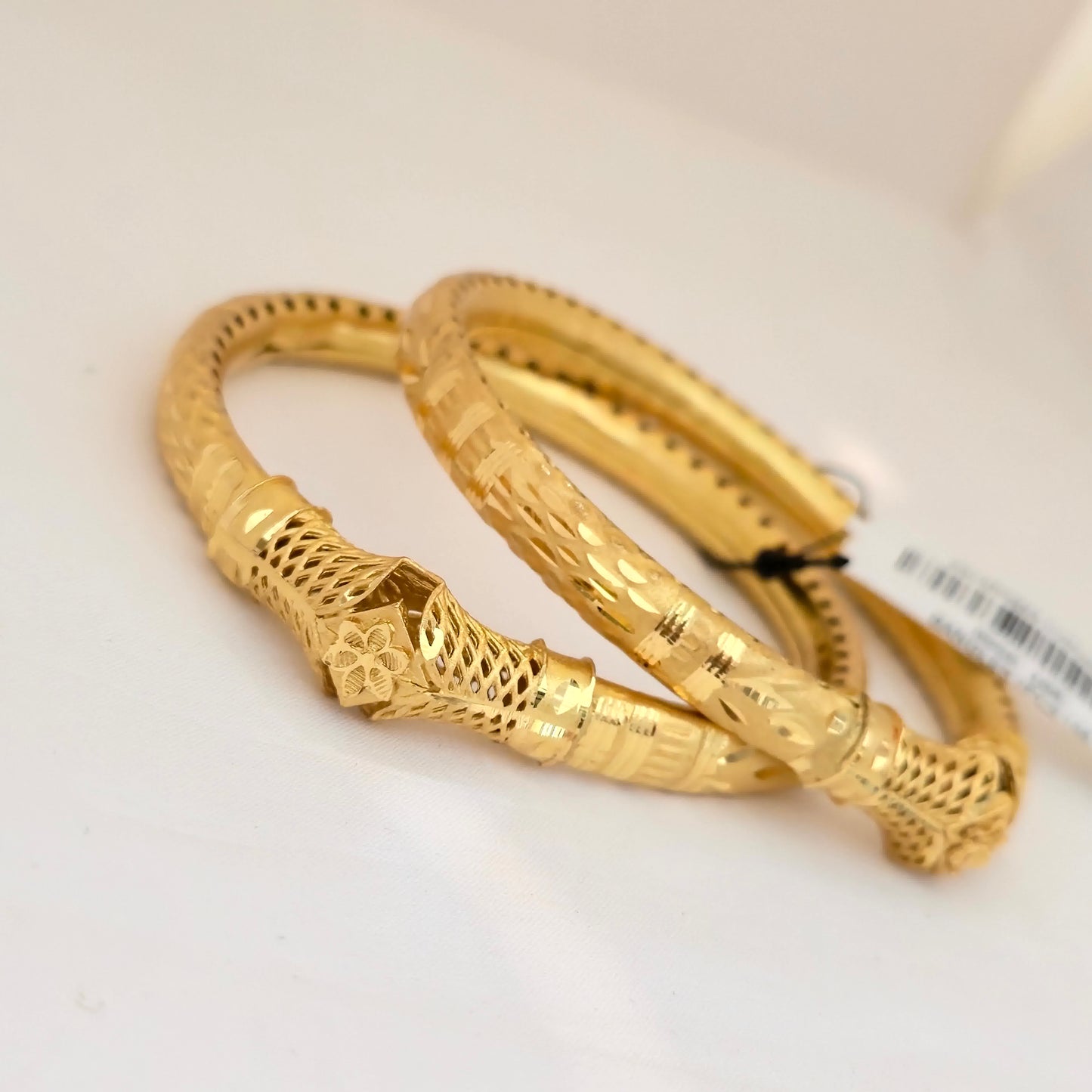 Gold Plated Traditional Kada Bangles with Intricate Center Motif | Designer Openwork Bangles