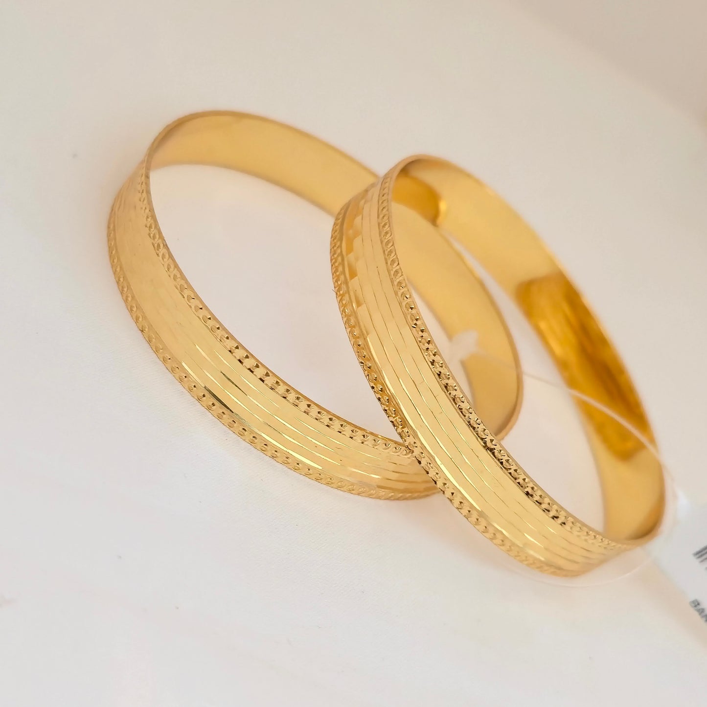 Gold Plated Striped Texture Bangles Set for Women | Modern Sleek Design Daily Wear Bangles