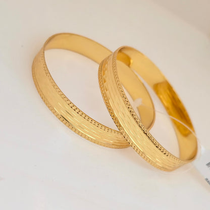 Gold Plated Striped Texture Bangles Set for Women | Modern Sleek Design Daily Wear Bangles