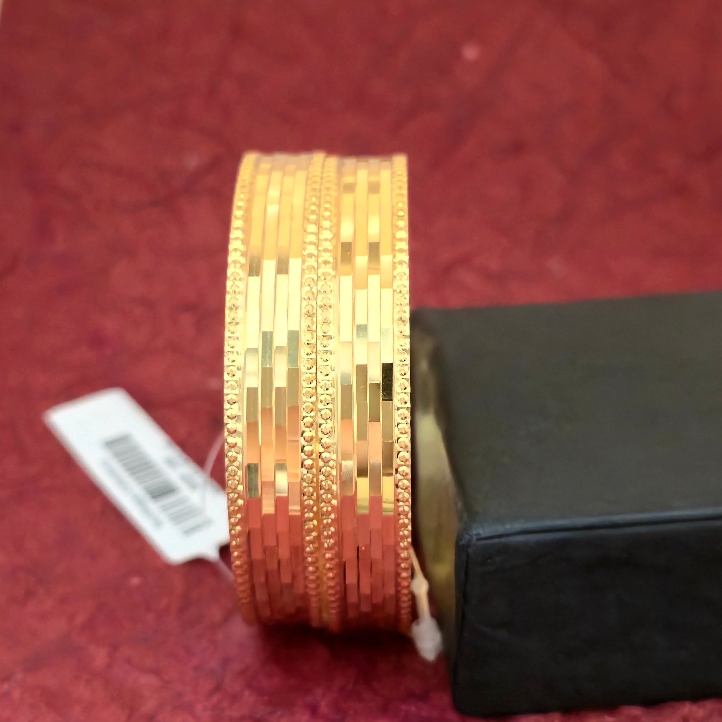 Gold Plated Striped Texture Bangles Set for Women | Modern Sleek Design Daily Wear Bangles