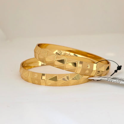 Gold Plated Geometric Texture Bangles Set for Women | Designer Pattern Statement Bangles
