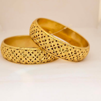 Gold Plated Floral Cutwork Bangles Set for Women | Designer Openwork Pattern Bangles