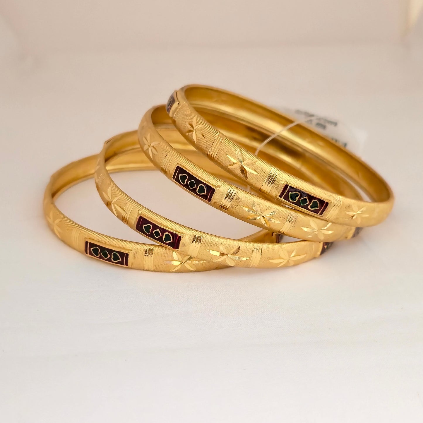 Gold Plated Designer Bangles Set for Women | Stone Studded Engraved Traditional Bangles