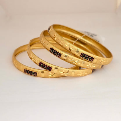 Gold Plated Designer Bangles Set for Women | Stone Studded Engraved Traditional Bangles