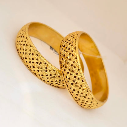 Gold Plated Floral Cutwork Bangles Set for Women | Designer Openwork Pattern Bangles
