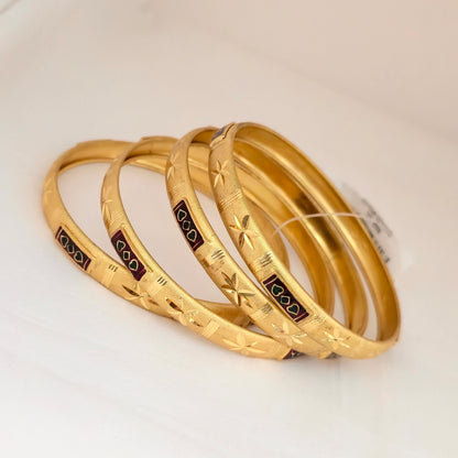 Gold Plated Designer Bangles Set for Women | Stone Studded Engraved Traditional Bangles