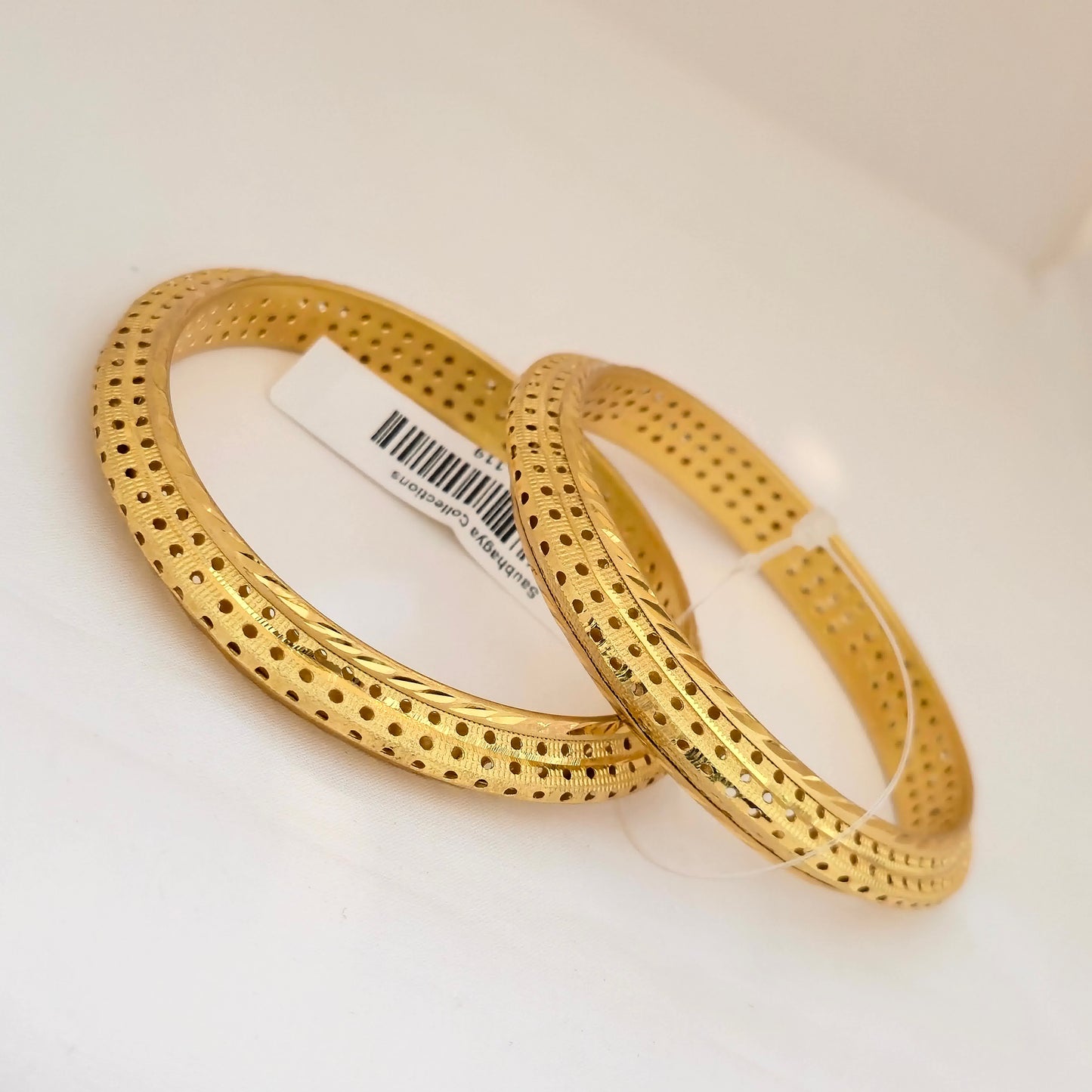 Gold Plated Dual Texture Dotted Bangles Set for Women | Designer Cut & Polish Pattern Bangles