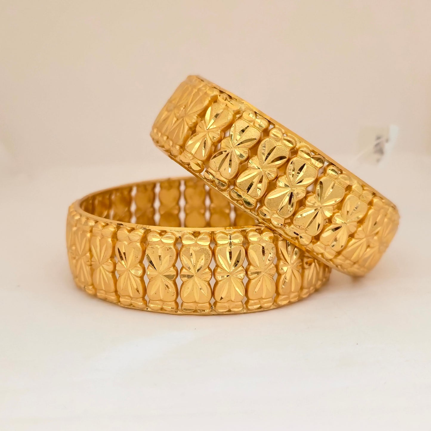 Gold Plated Floral Engraved Bangles Set for Women | Designer Flower Pattern Traditional Bangles