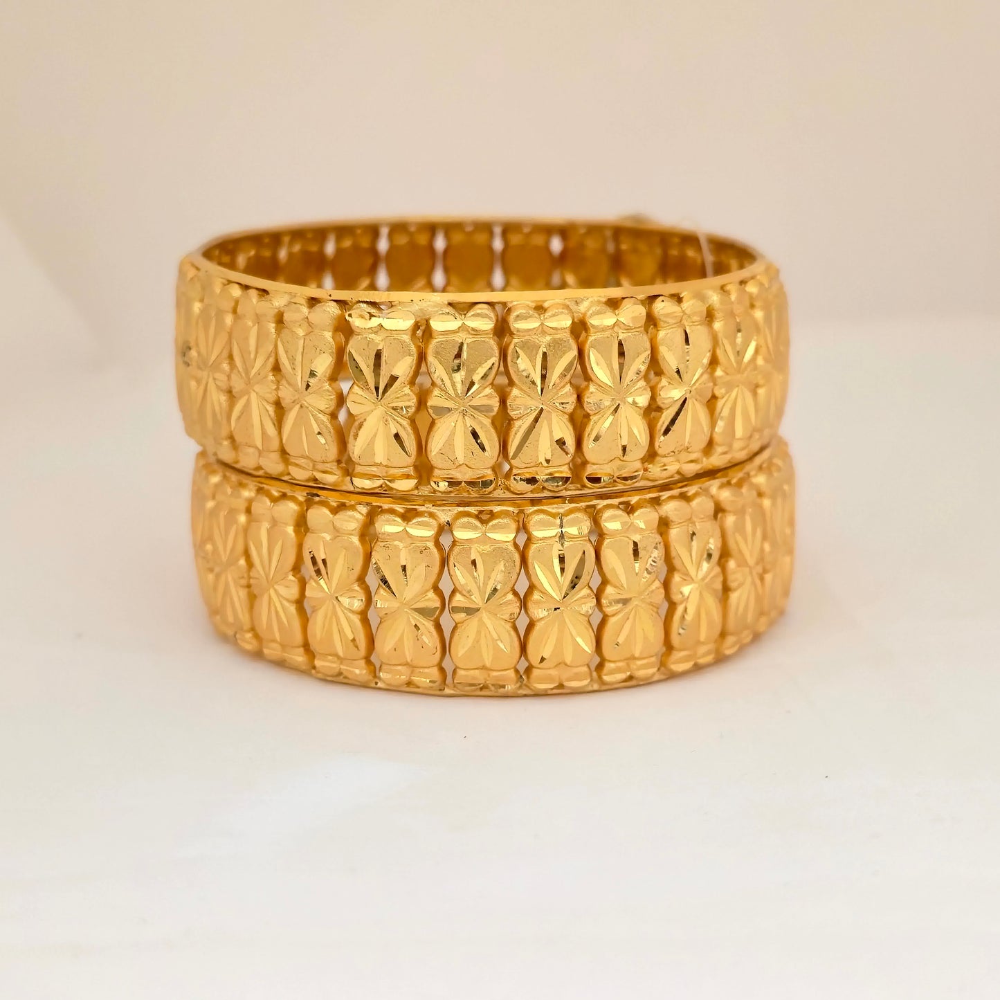 Gold Plated Floral Engraved Bangles Set for Women | Designer Flower Pattern Traditional Bangles