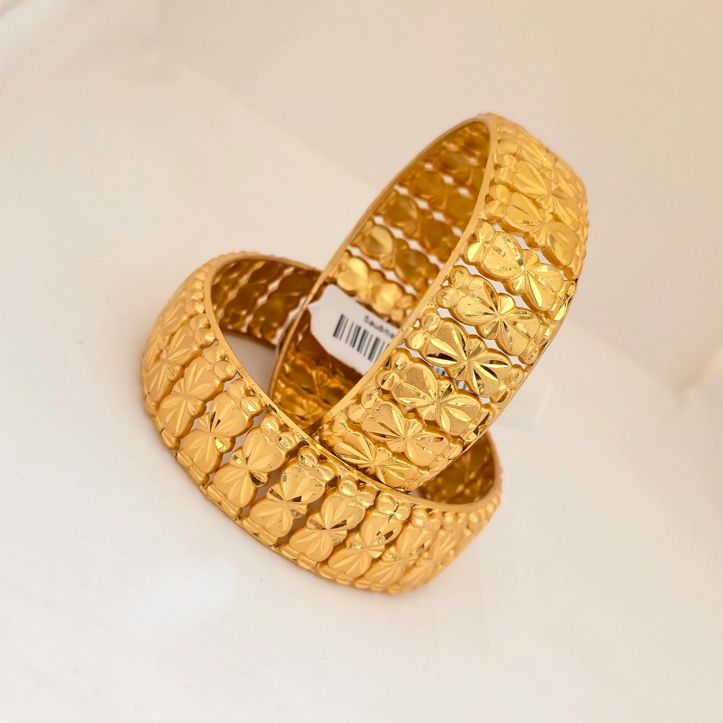 Gold Plated Floral Engraved Bangles Set for Women | Designer Flower Pattern Traditional Bangles