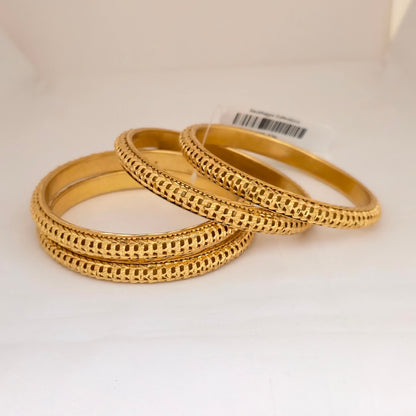 Gold Plated Textured Woven Pattern Bangles Set for Women | Elegant Daily Wear & Party Bangles