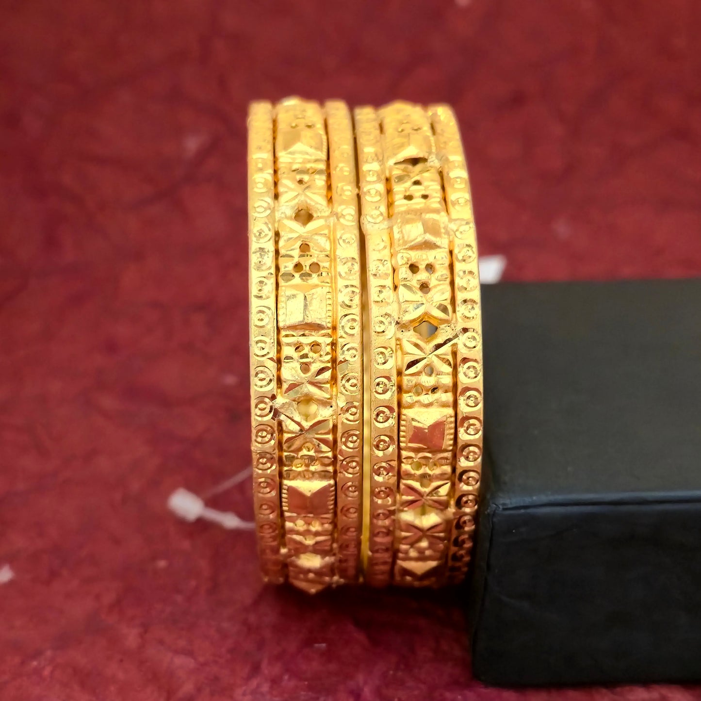Gold Plated Multi Layer Designer Bangles Set for Women | Carved Pattern Traditional Bangles