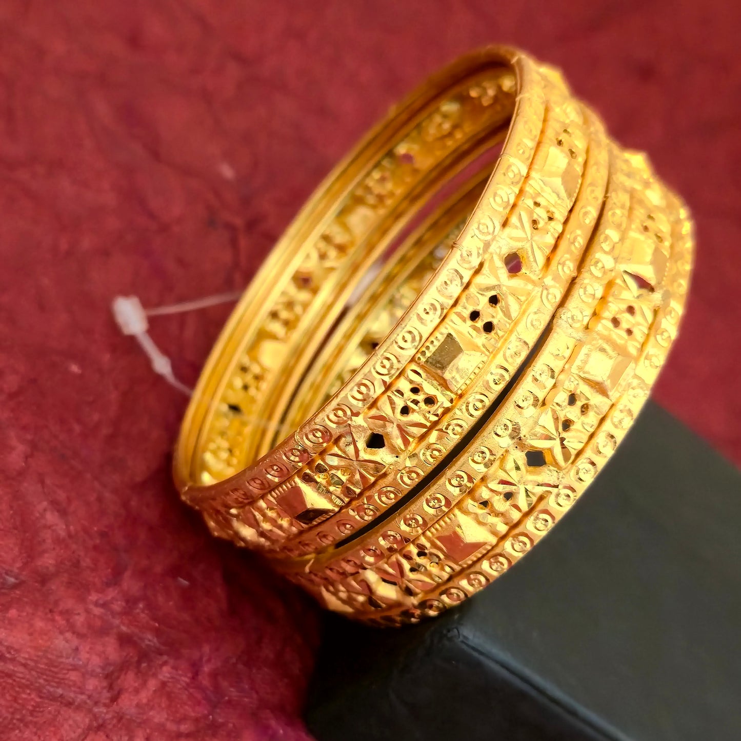 Gold Plated Multi Layer Designer Bangles Set for Women | Carved Pattern Traditional Bangles