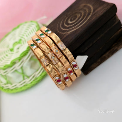Rajwadi Polish Bangles Set with Multicolour Stone Details | Traditional Designer Bangles for Women