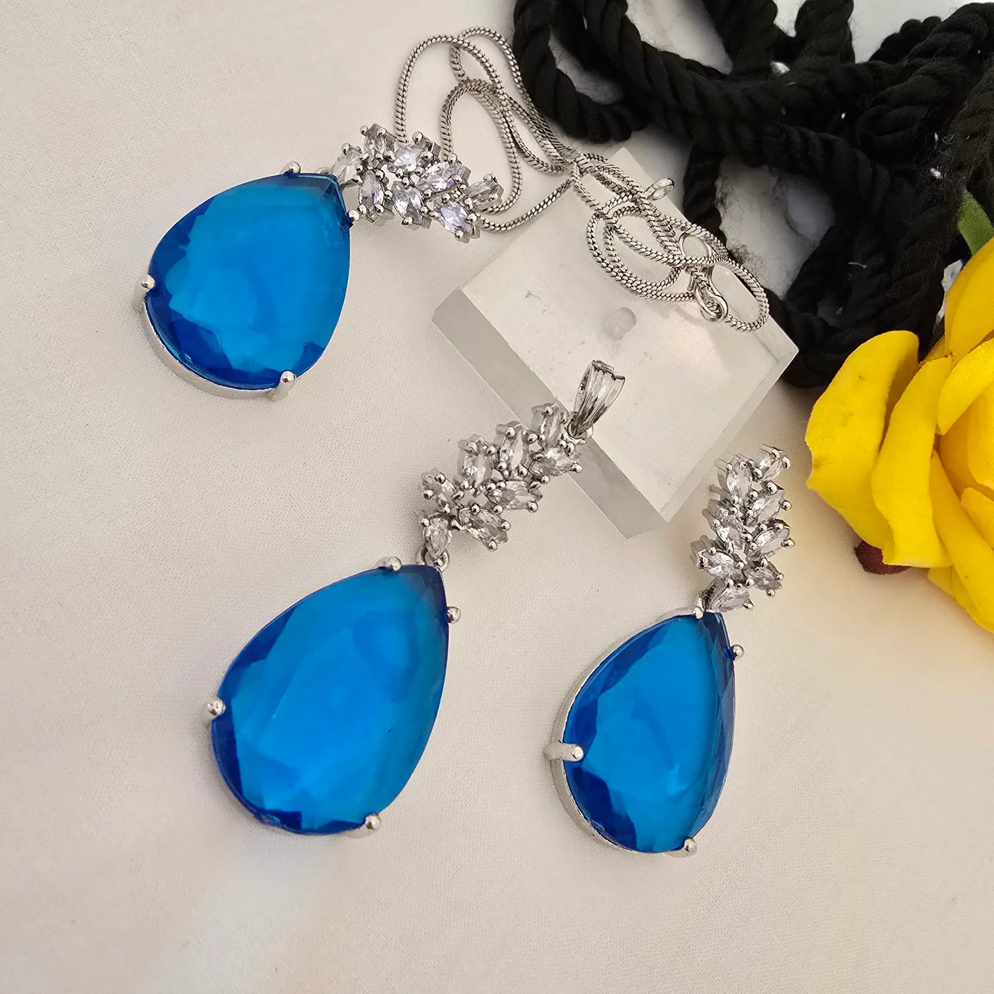 BLUE_TEARDROP_PENDENT - Saubhagya Collection 