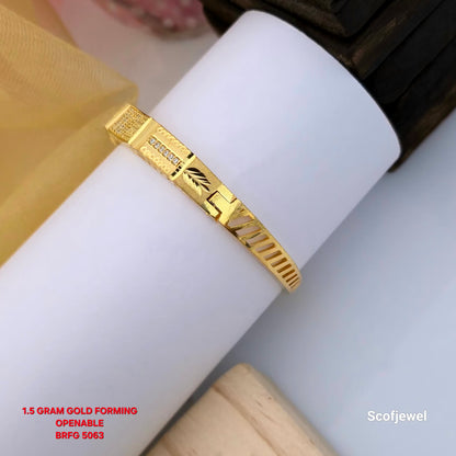 1.5 Gram Gold (Forming) Openable Bangle with White Stone Detailing | Designer Gold Tone Bangle for Women