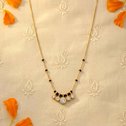 Black Bead Crystal Mangalsutra for Women | Minimal Gold Finish Daily Wear Mangalsutra