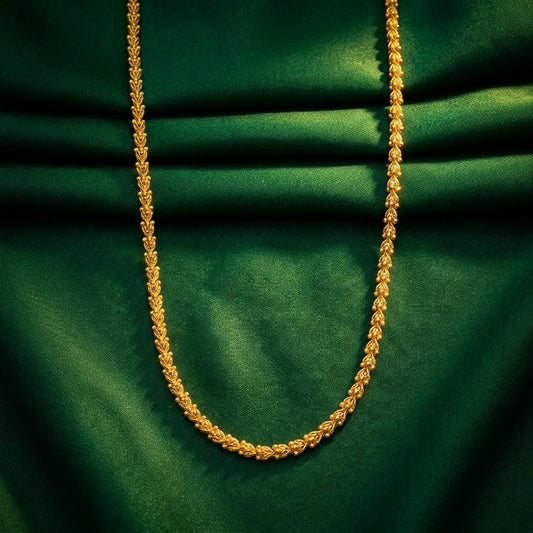 minimal MOP chain, simple gold polish necklace, elegant long chain for women, traditional daily wear jewellery, lightweight ethnic necklace, water resistant gold chain, artificial long necklace