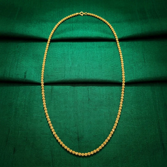 beaded MOP chain, elegant gold polish necklace, traditional long chain for women, lightweight ethnic jewellery, water resistant gold necklace, artificial long chain, daily wear jewellery