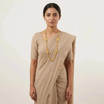 Elegant Floral Design MOP Long Chain for Women | Traditional Gold Polish Ethnic Necklace