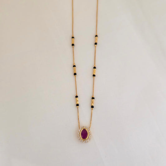 ruby stone mangalsutra, black bead mangalsutra, pendant mangalsutra, minimalist mangalsutra, daily wear mangalsutra, trendy mangalsutra, lightweight mangalsutra