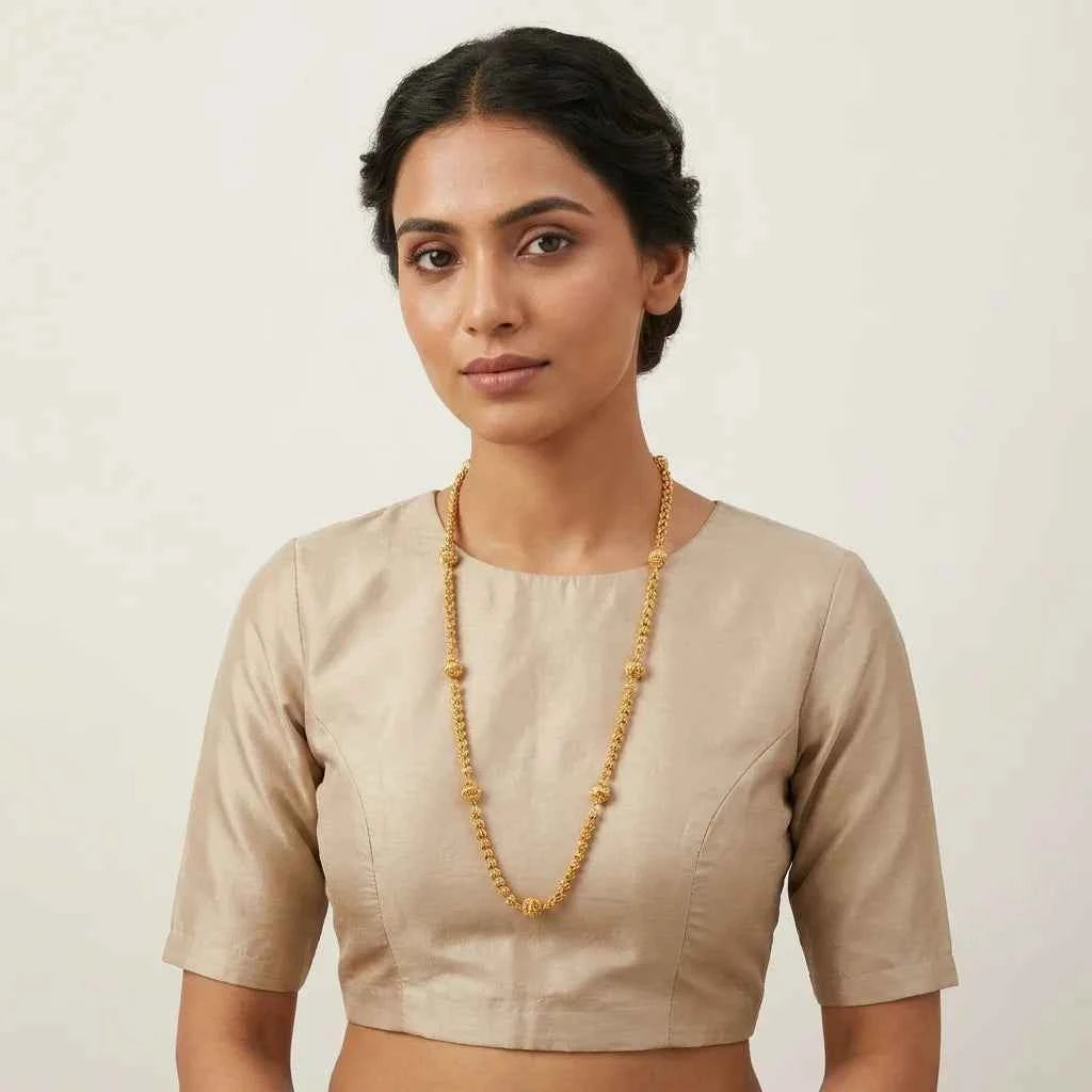 Elegant MOP Ball Design Chain for Women | Premium Traditional Gold Polish Long Chain