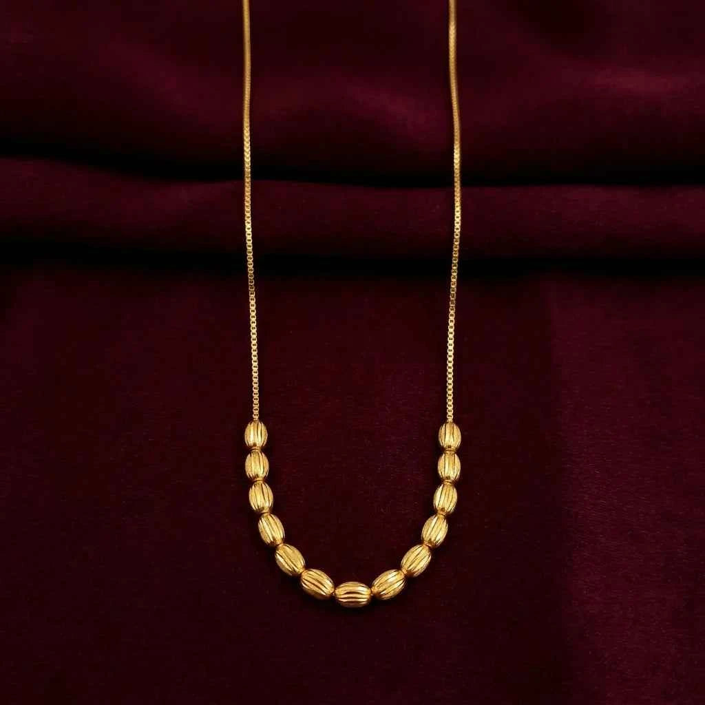 Gold Beaded Dokia Necklace for Women | Minimal Chain Style Daily Wear Necklace